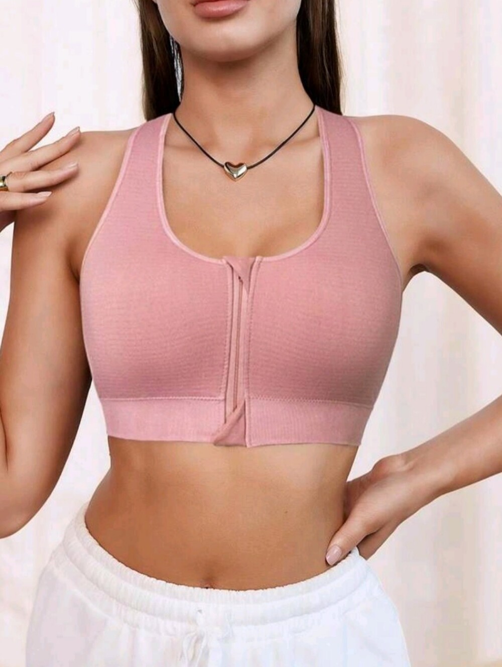 Front-Zip Sports Bra - Pink
